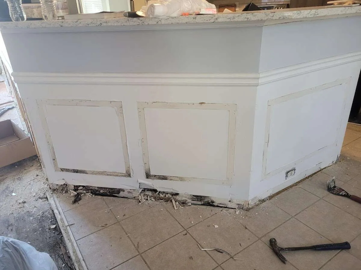 Water damage and mold on kitchen during Storm Damage Restoration in North Whitehall
